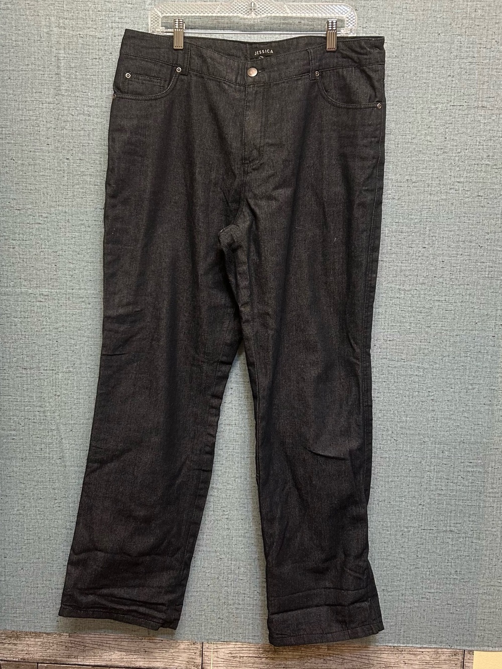 Jessica Flannel Lined Denim Deep Dark Blue Jeans Size 14P